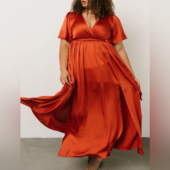 Baltic Born Sicily Satin Maxi Dress in Rust - Picture 3 of 4